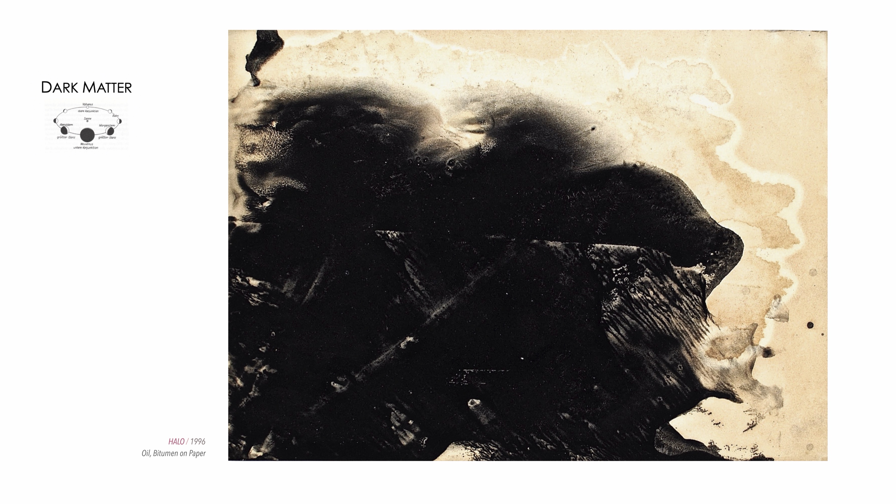 DARK MATTER, Slide 10 — Bild aus der Werkgruppe, Öl und Bitumen auf Papier, 1996, von Heiner H. Hoier