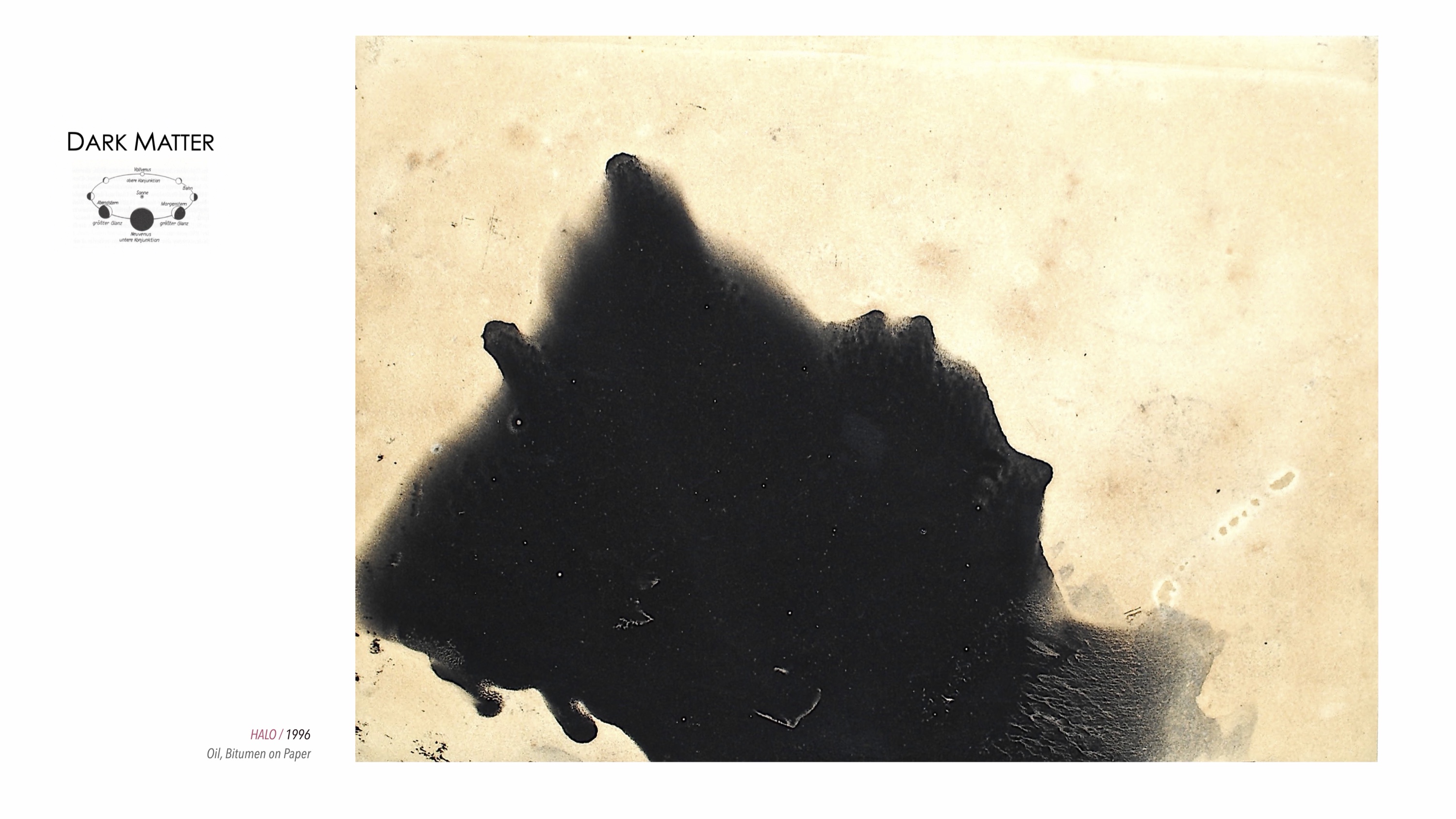 DARK MATTER, Slide 12 — Bild aus der Werkgruppe, Öl und Bitumen auf Papier, 1996, von Heiner H. Hoier