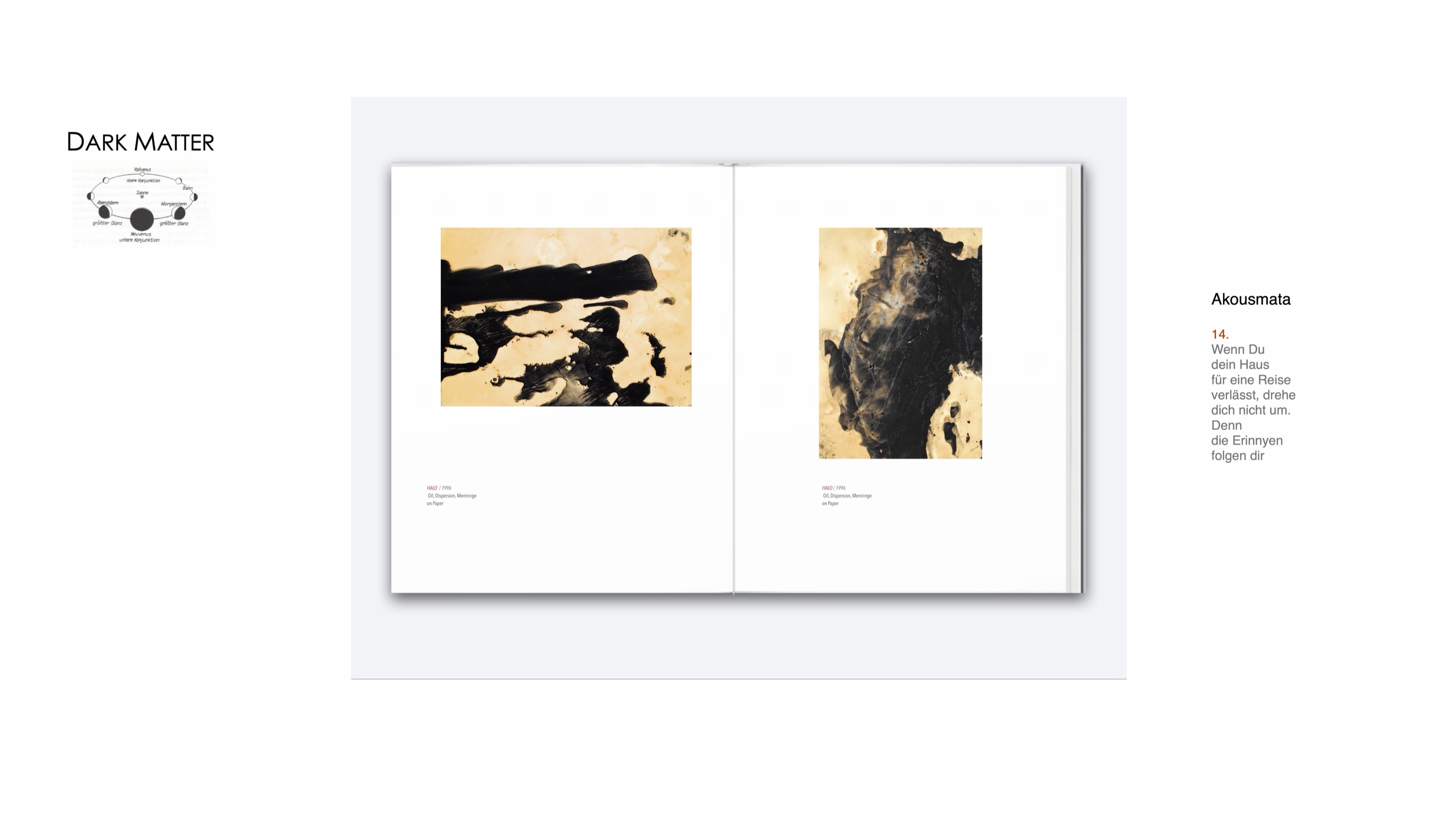 DARK MATTER, Slide 16 — Bild aus der Werkgruppe, Öl und Bitumen auf Papier, 1996, von Heiner H. Hoier