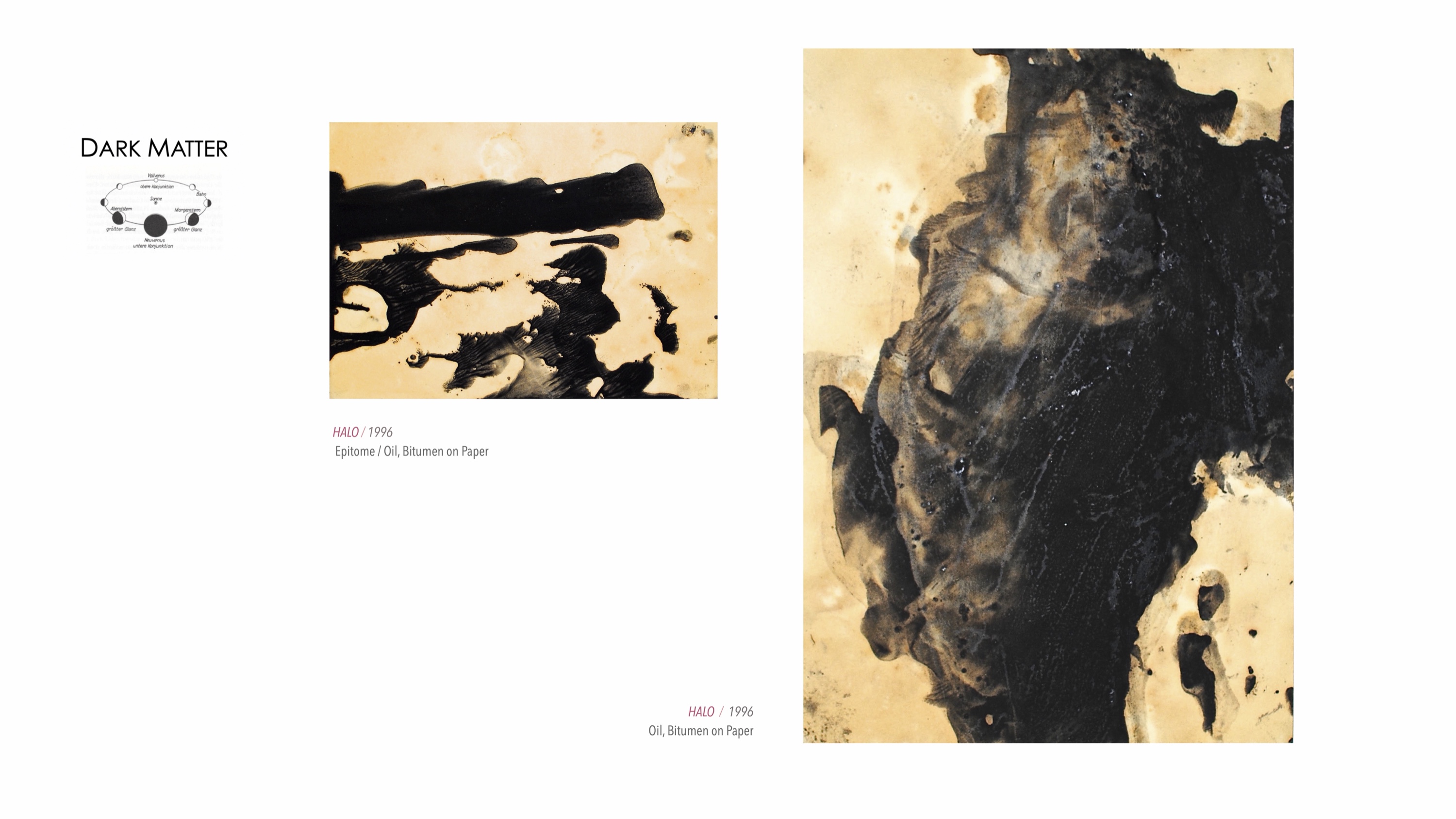 DARK MATTER, Slide 17 — Bild aus der Werkgruppe, Öl und Bitumen auf Papier, 1996, von Heiner H. Hoier