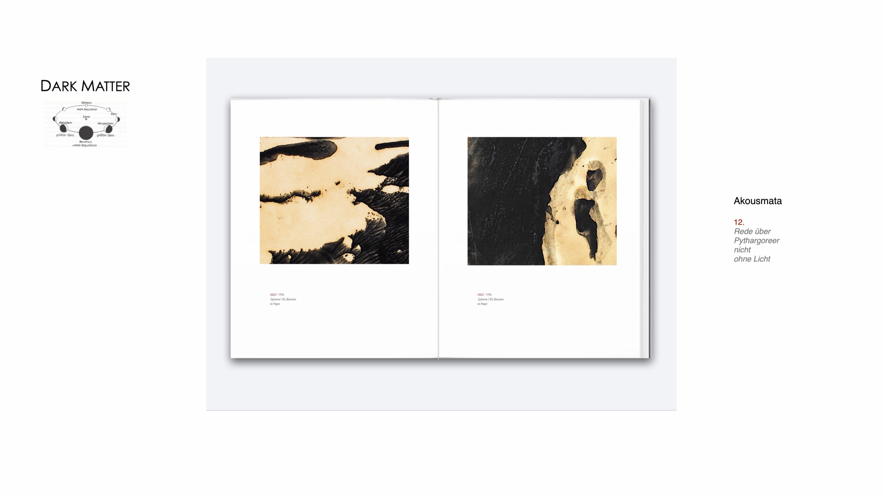 DARK MATTER, Slide 18 — Bild aus der Werkgruppe, Öl und Bitumen auf Papier, 1996, von Heiner H. Hoier