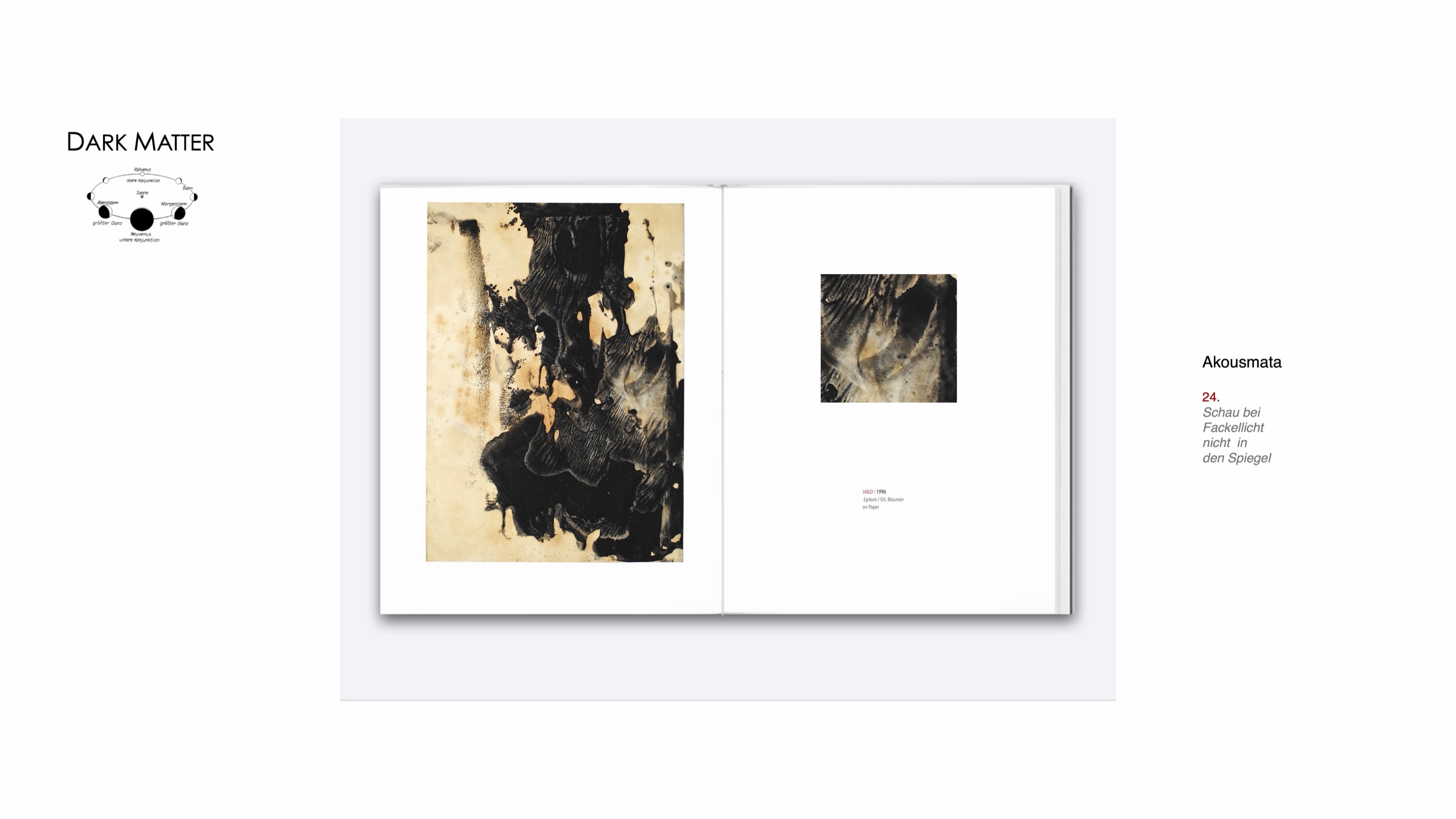 DARK MATTER, Slide 20 — Bild aus der Werkgruppe, Öl und Bitumen auf Papier, 1996, von Heiner H. Hoier