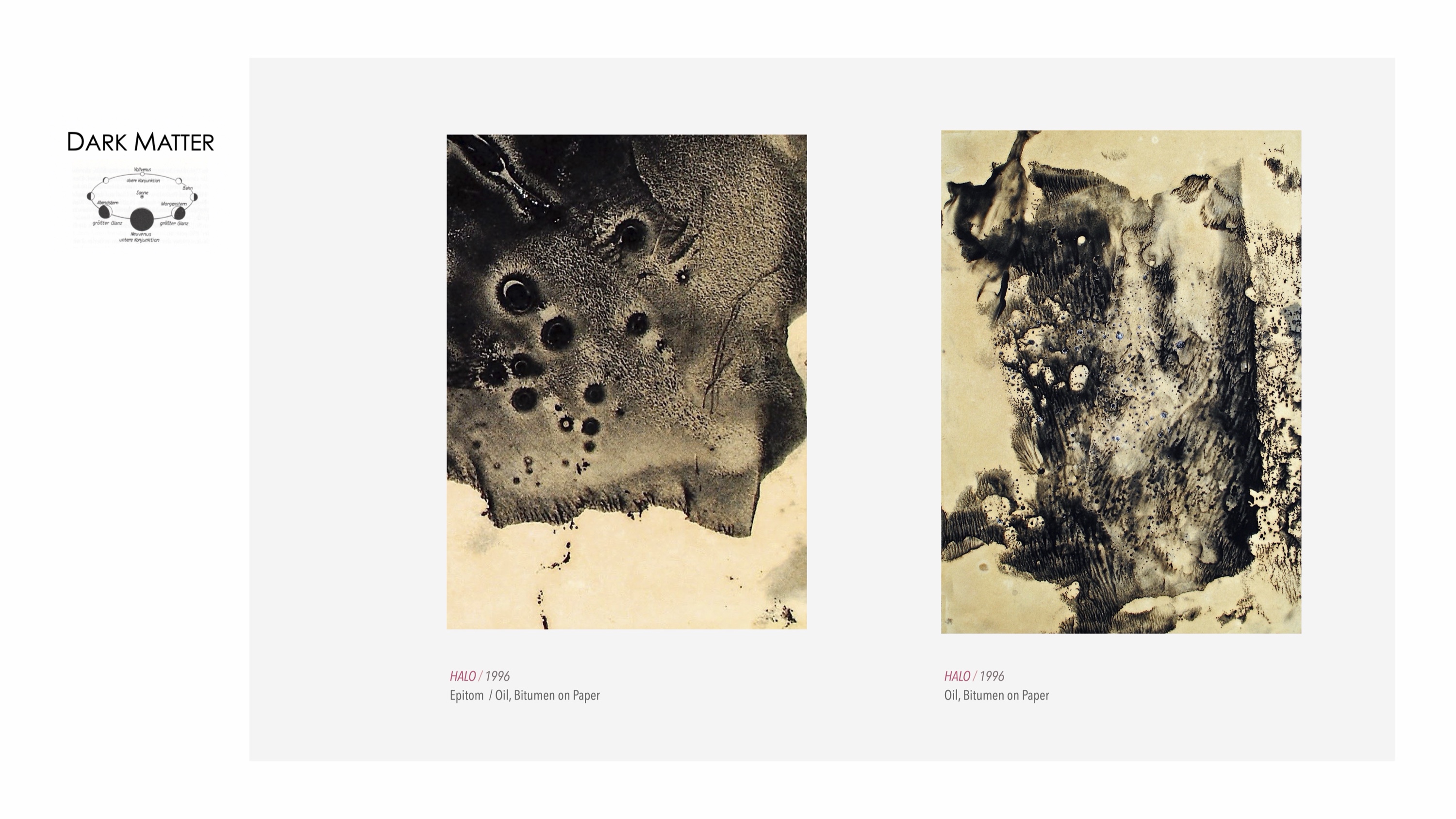 DARK MATTER, Slide 21 — Bild aus der Werkgruppe, Öl und Bitumen auf Papier, 1996, von Heiner H. Hoier