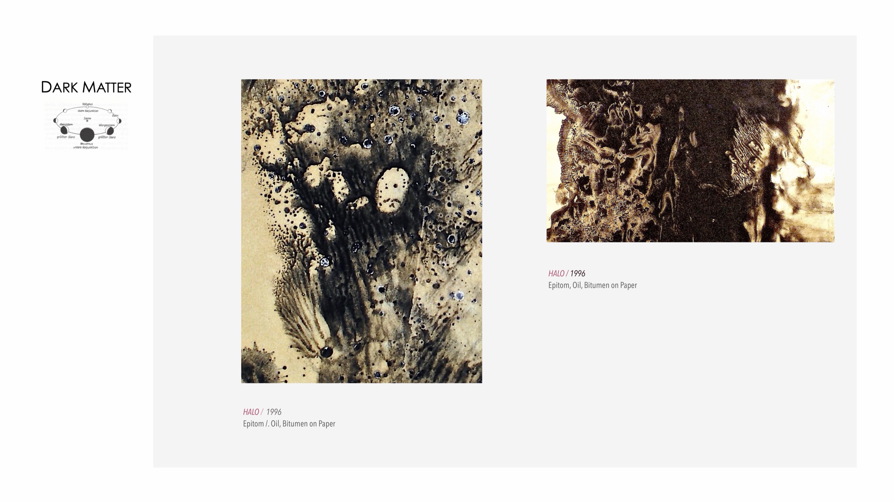 DARK MATTER, Slide 22 — Bild aus der Werkgruppe, Öl und Bitumen auf Papier, 1996, von Heiner H. Hoier