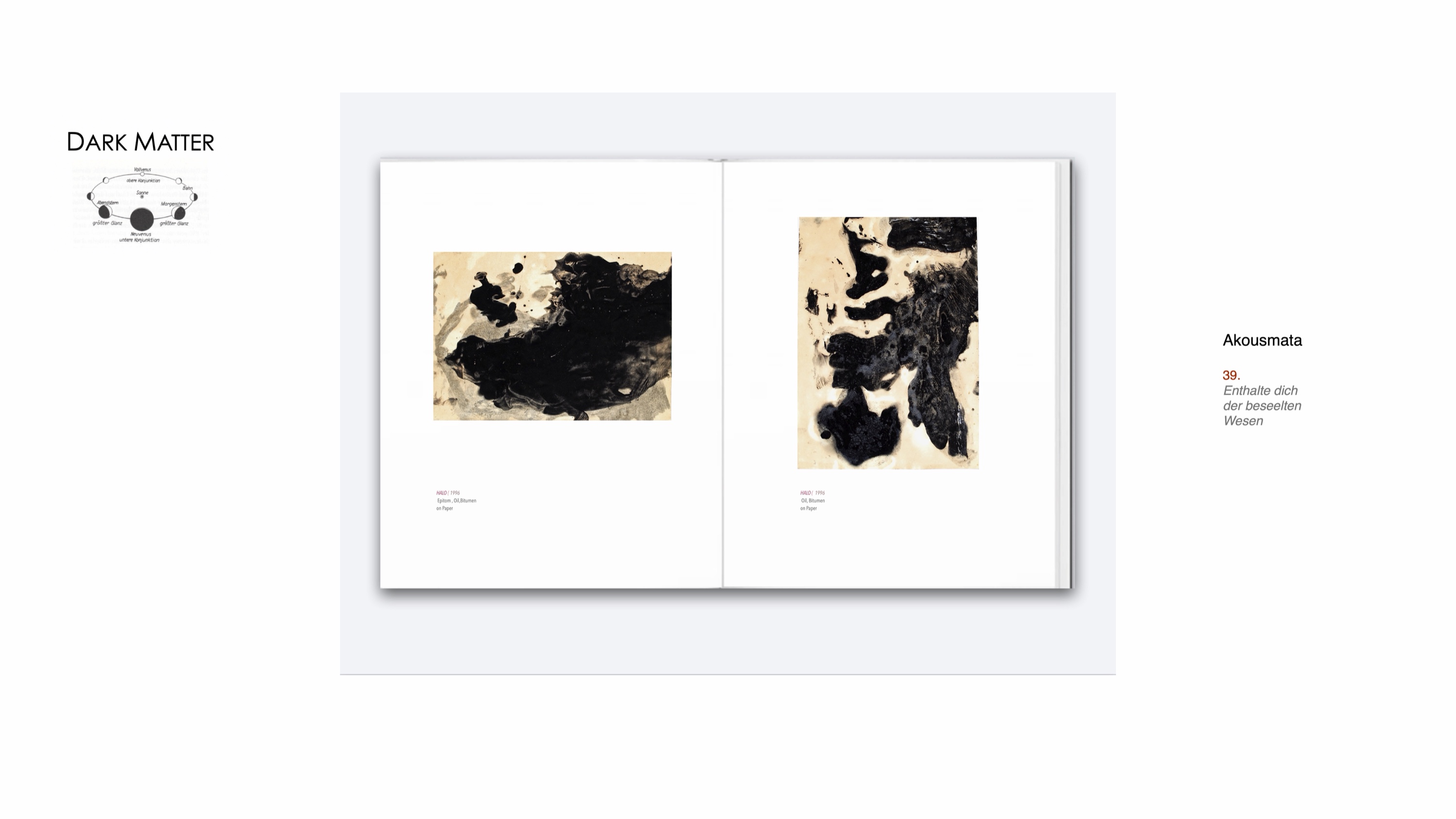 DARK MATTER, Slide 24 — Bild aus der Werkgruppe, Öl und Bitumen auf Papier, 1996, von Heiner H. Hoier