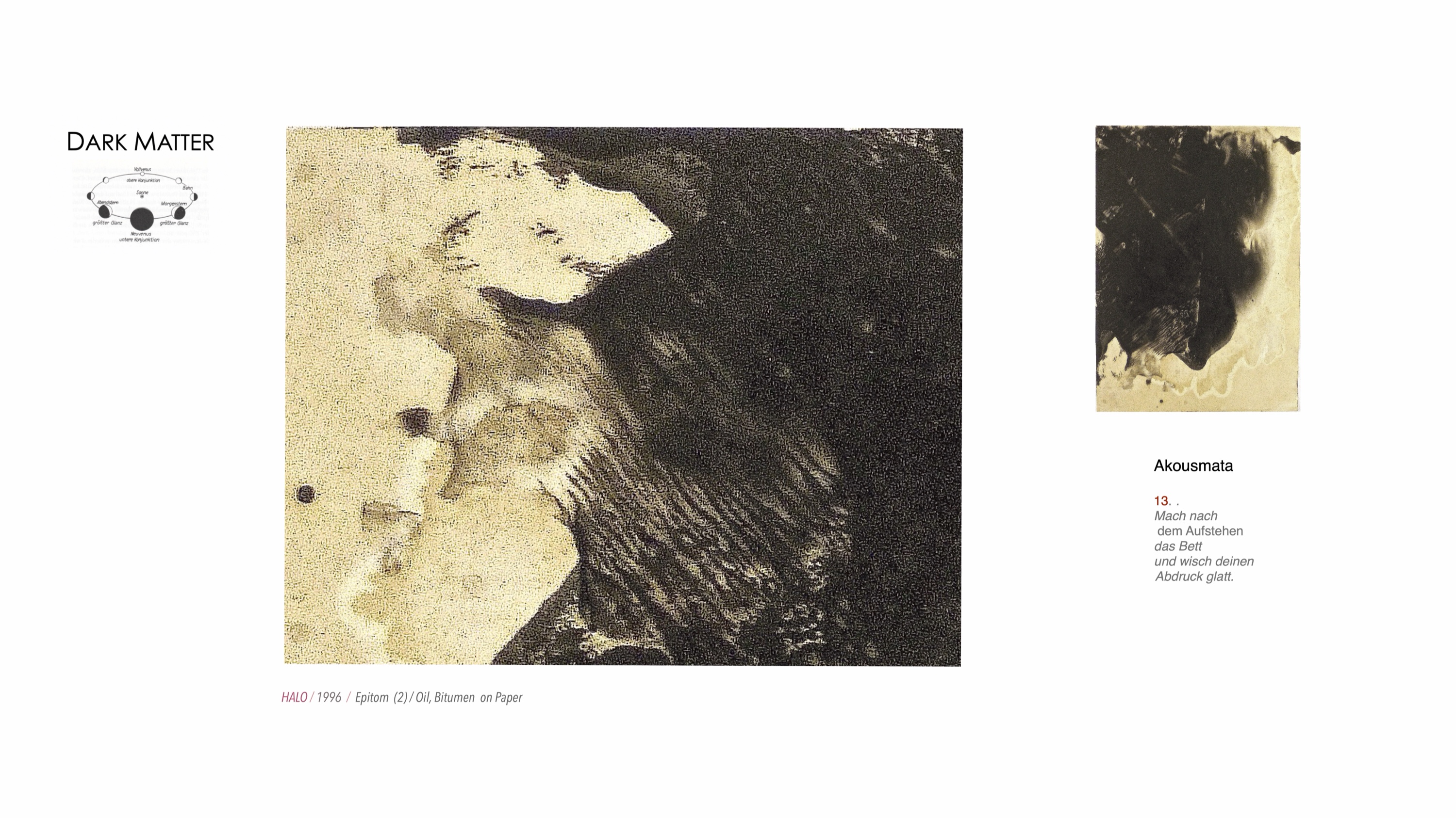 DARK MATTER, Slide 4 — Text-Slide: Akousmata 13 (Pythagoras)