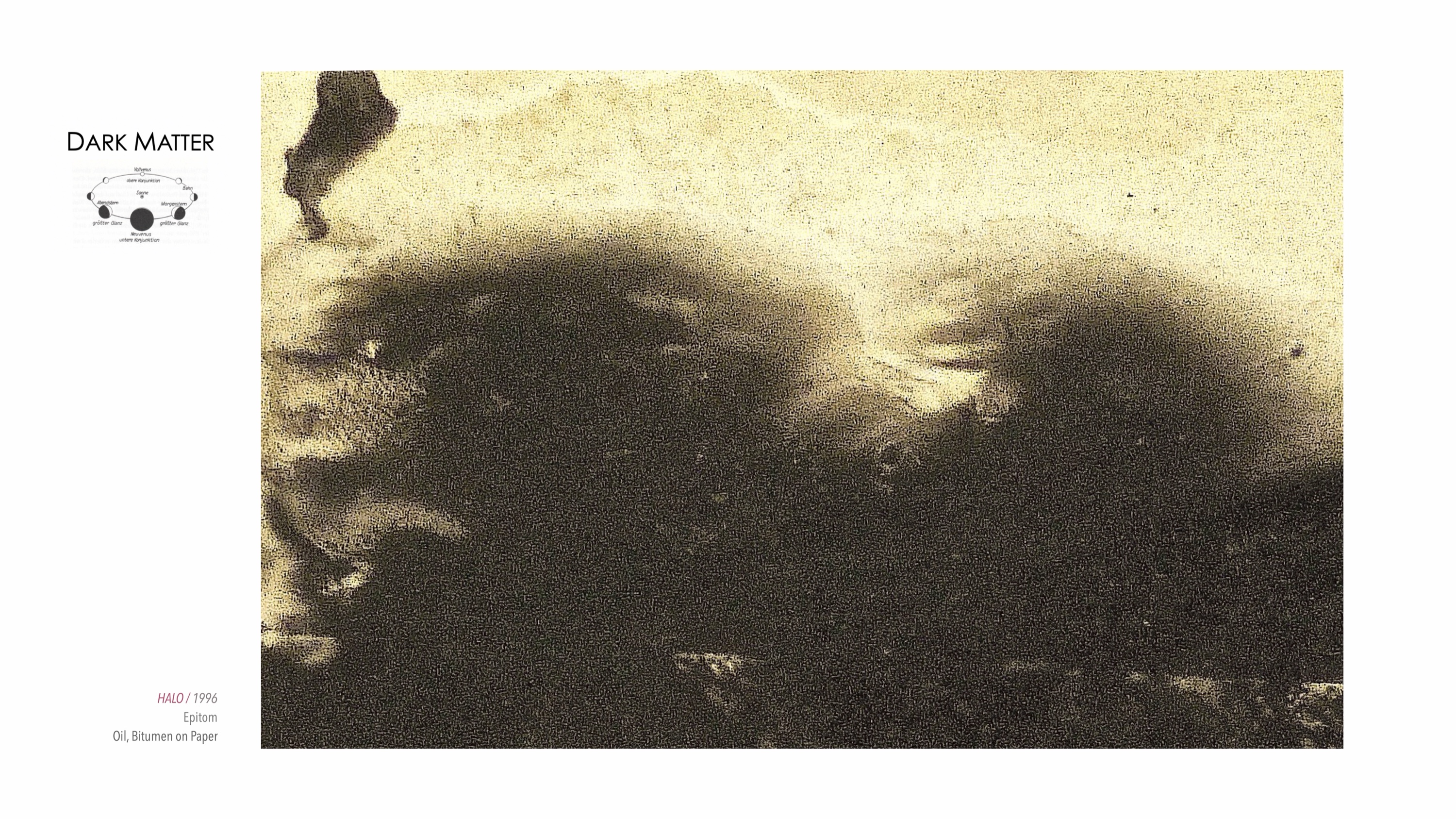 DARK MATTER, Slide 5 — Bild aus der Werkgruppe, Öl und Bitumen auf Papier, 1996, von Heiner H. Hoier